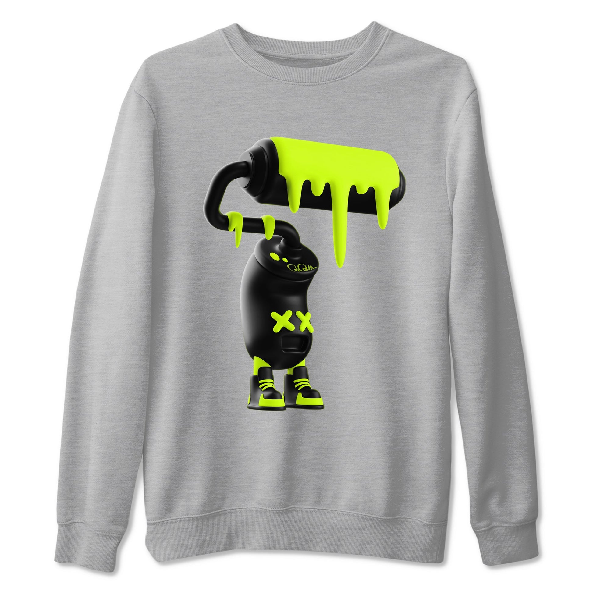 Foams One Black Volt shirts to match jordans 3D Paint Roller sneaker match tees Air Foamposite One Black and Volt match shoes to clothes SNRT Sneaker Tees unisex cotton Heather Grey 2 shirts