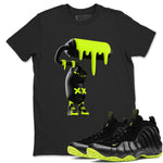 Foams One Black Volt shirts to match jordans 3D Paint Roller sneaker match tees Air Foamposite One Black and Volt match shoes to clothes SNRT Sneaker Tees unisex cotton Black 1 shirts