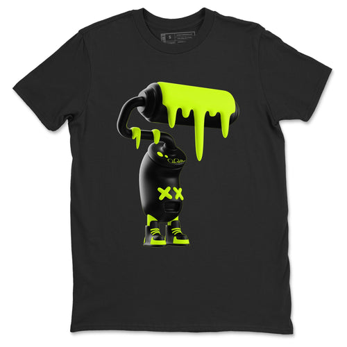 Foams One Black Volt shirts to match jordans 3D Paint Roller sneaker match tees Air Foamposite One Black and Volt match shoes to clothes SNRT Sneaker Tees unisex cotton Black 2 shirts