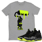 Foams One Black Volt shirts to match jordans 3D Paint Roller sneaker match tees Air Foamposite One Black and Volt match shoes to clothes SNRT Sneaker Tees unisex cotton Heather Grey 1 shirts