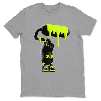 Foams One Black Volt shirts to match jordans 3D Paint Roller sneaker match tees Air Foamposite One Black and Volt match shoes to clothes SNRT Sneaker Tees unisex cotton Heather Grey 2 shirts