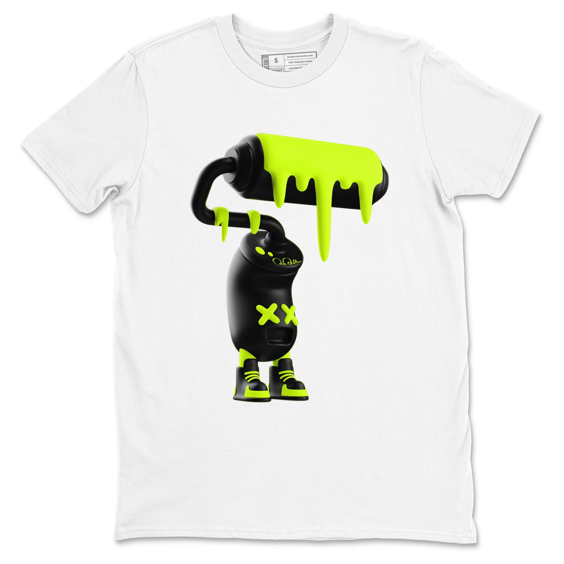Foams One Black Volt shirts to match jordans 3D Paint Roller sneaker match tees Air Foamposite One Black and Volt match shoes to clothes SNRT Sneaker Tees unisex cotton White 2 shirts