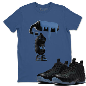 Sneaker Threads – Sneaker Tees To Match Air Foamposite One Carbon Fiber – 3D Paint Roller Graphic Tee Denim Blue 1. Perfect for Jordan releases 2025 colorways.