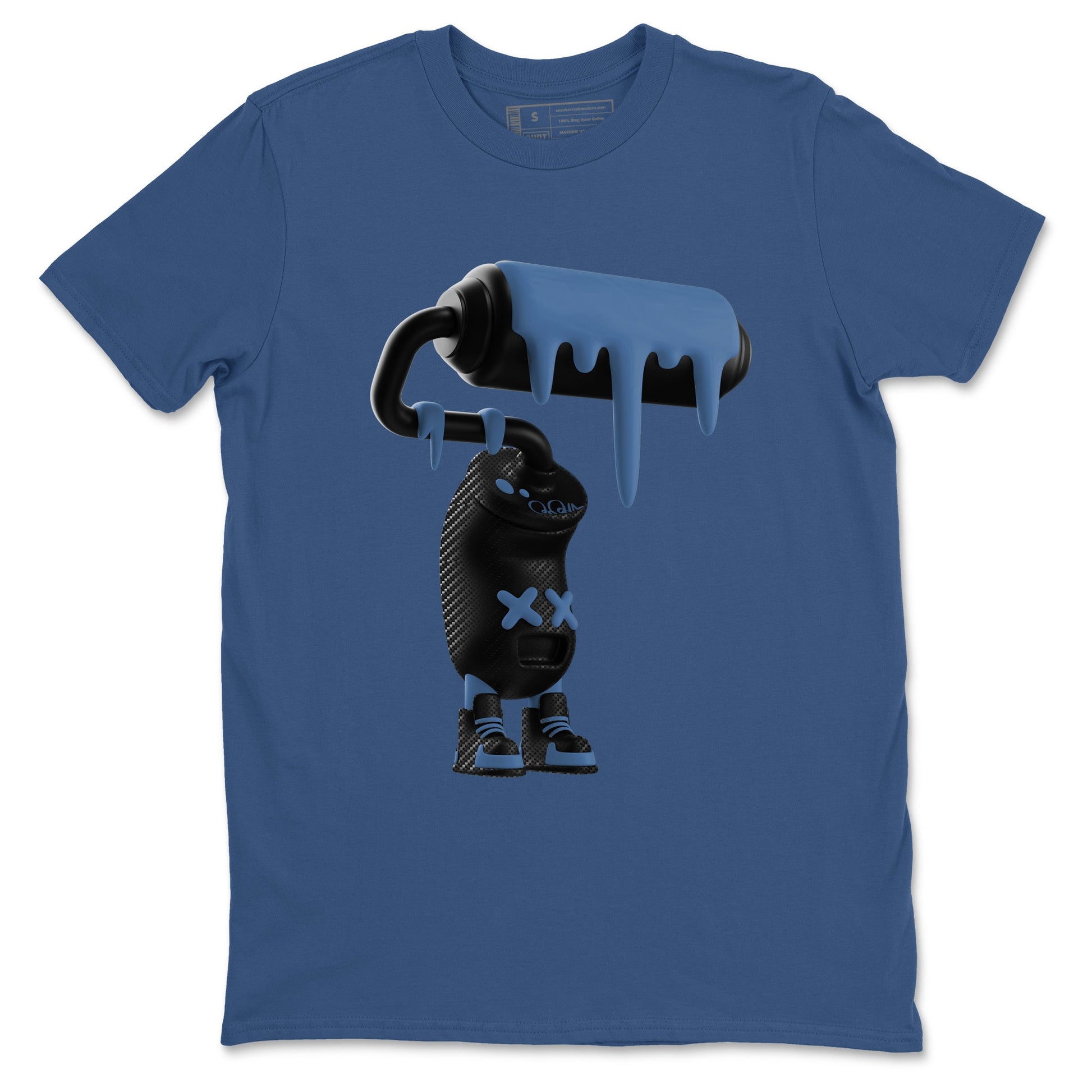 Sneaker Threads – Sneaker Tees To Match Air Foamposite One Carbon Fiber – 3D Paint Roller Graphic Tee Denim Blue 2. Perfect for Jordan releases 2025 colorways.