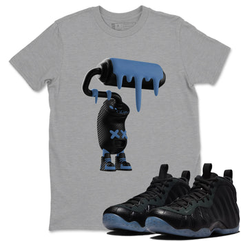 Sneaker Threads – Sneaker Tees To Match Air Foamposite One Carbon Fiber – 3D Paint Roller Graphic Tee Heather Grey 1. Perfect for Jordan releases 2025 colorways.