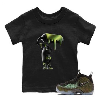 Best Christmas gifts for sneakerheads - Sneaker Tees To Match Air Foamposite One Pine Green Sneakers – 3D Paint Roller Kids T-Shirt Black 1