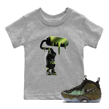 Best Christmas gifts for sneakerheads - Sneaker Tees To Match Air Foamposite One Pine Green Sneakers – 3D Paint Roller Kids T-Shirt Heather Grey 1