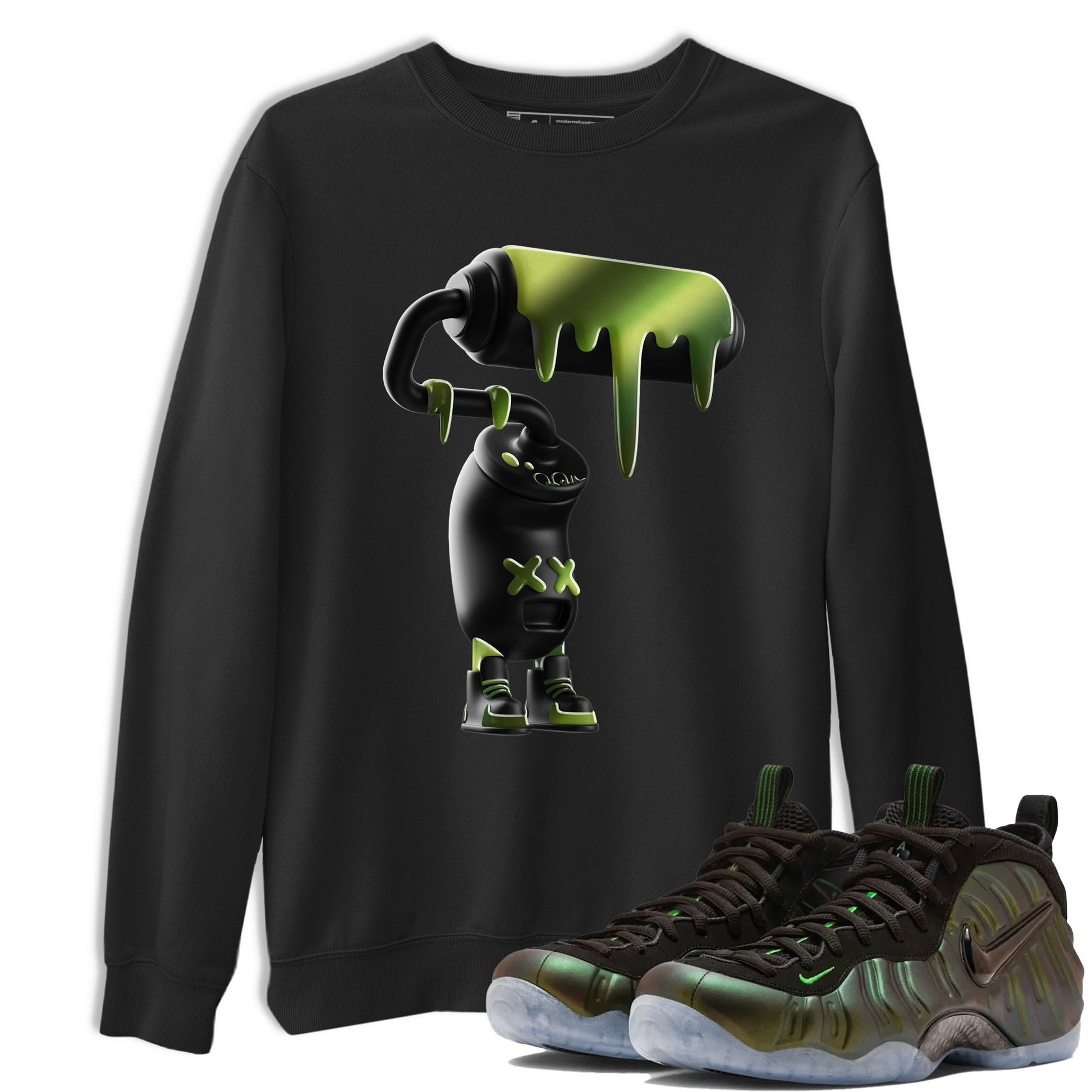 Best Christmas gifts for sneakerheads - Sneaker Tees To Match Air Foamposite One Pine Green Sneakers – 3D Paint Roller Tee Black 1