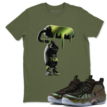 Best Christmas gifts for sneakerheads - Sneaker Tees To Match Air Foamposite One Pine Green Sneakers – 3D Paint Roller Tee Military Green 1