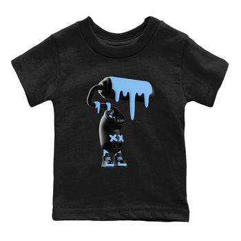 3D Paint Roller baby and kids t-shirt crafted for little sneakerheads to shine with the Air Foamposite One Psychic Blue sneakers, displayed in Black 2.