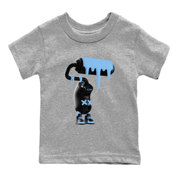 3D Paint Roller baby and kids t-shirt crafted for little sneakerheads to shine with the Air Foamposite One Psychic Blue sneakers, displayed in Heather Grey 2.