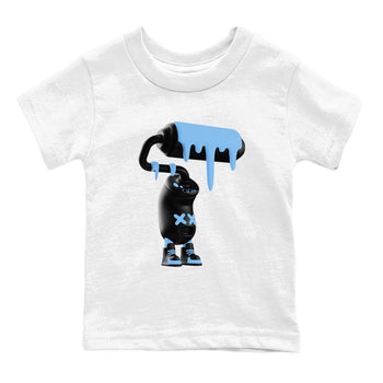 3D Paint Roller baby and kids t-shirt crafted for little sneakerheads to shine with the Air Foamposite One Psychic Blue sneakers, displayed in White 2.