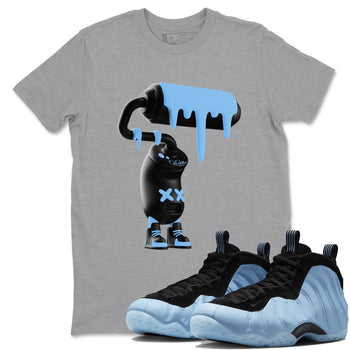 3D Paint Roller sneaker match t-shirt styled to complete your fit with the Air Foamposite One Psychic Blue sneakers, shown in Heather Grey 1.