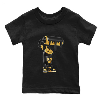 1s Black Metallic Gold shirts to match jordans 3D Paint Roller sneaker match tees Air Jordan 1 Black Metallic Gold SNRT Sneaker Tees streetwear brand Baby and Youth Black 2 cotton tee