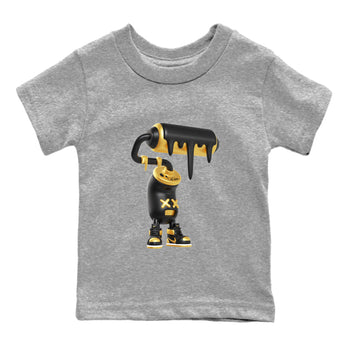 1s Black Metallic Gold shirts to match jordans 3D Paint Roller sneaker match tees Air Jordan 1 Black Metallic Gold SNRT Sneaker Tees streetwear brand Baby and Youth Heather Grey 2 cotton tee