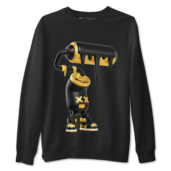 1s Black Metallic Gold shirts to match jordans 3D Paint Roller sneaker match tees Air Jordan 1 Black Metallic Gold SNRT Sneaker Tees streetwear brand Black 2 unisex cotton tee