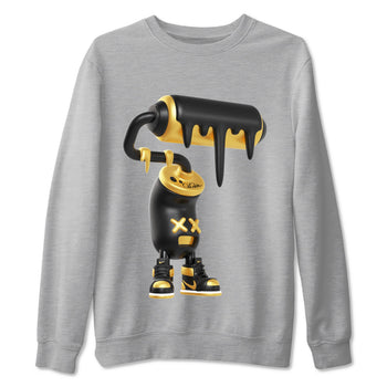 1s Black Metallic Gold shirts to match jordans 3D Paint Roller sneaker match tees Air Jordan 1 Black Metallic Gold SNRT Sneaker Tees streetwear brand Heather Grey 2 unisex cotton tee