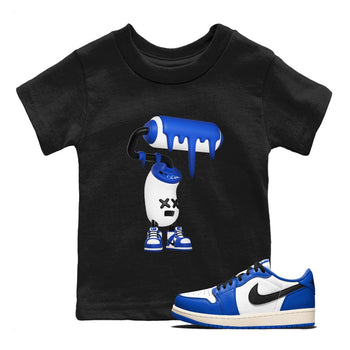 AJ1 Game Royal shirt to match jordans 3D Paint Roller sneaker tees Air Jordan 1 Game Royal SNRT sneaker release tees baby toddler Black 1 cotton Shirt