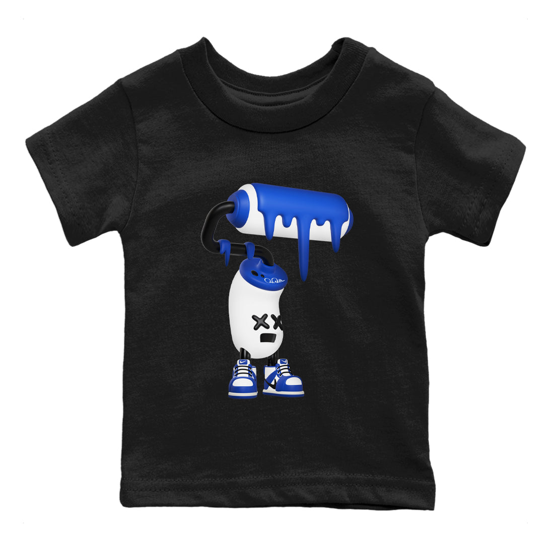 AJ1 Game Royal shirt to match jordans 3D Paint Roller sneaker tees Air Jordan 1 Game Royal SNRT sneaker release tees baby toddler Black 2 cotton Shirt
