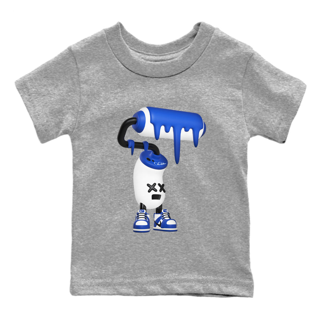 AJ1 Game Royal shirt to match jordans 3D Paint Roller sneaker tees Air Jordan 1 Game Royal SNRT sneaker release tees baby toddler Heather Grey 2 cotton Shirt