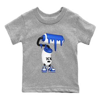AJ1 Game Royal shirt to match jordans 3D Paint Roller sneaker tees Air Jordan 1 Game Royal SNRT sneaker release tees baby toddler Heather Grey 2 cotton Shirt