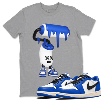 AJ1 Game Royal shirt to match jordans 3D Paint Roller sneaker tees Air Jordan 1 Game Royal SNRT Sneaker Release Tees unisex cotton Heather Grey 1 crew neck shirt
