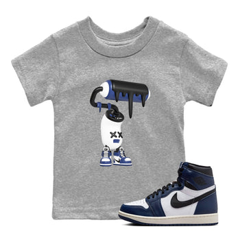 1s Midnight Navy shirts to match jordans 3D Paint Roller sneaker match tees Air Jordan 1 Midnight Navy match shoes to clothes SNRT Sneaker Tees Youth Baby Heather Grey 1 tee