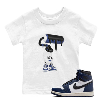 1s Midnight Navy shirts to match jordans 3D Paint Roller sneaker match tees Air Jordan 1 Midnight Navy match shoes to clothes SNRT Sneaker Tees Youth Baby White 1 tee