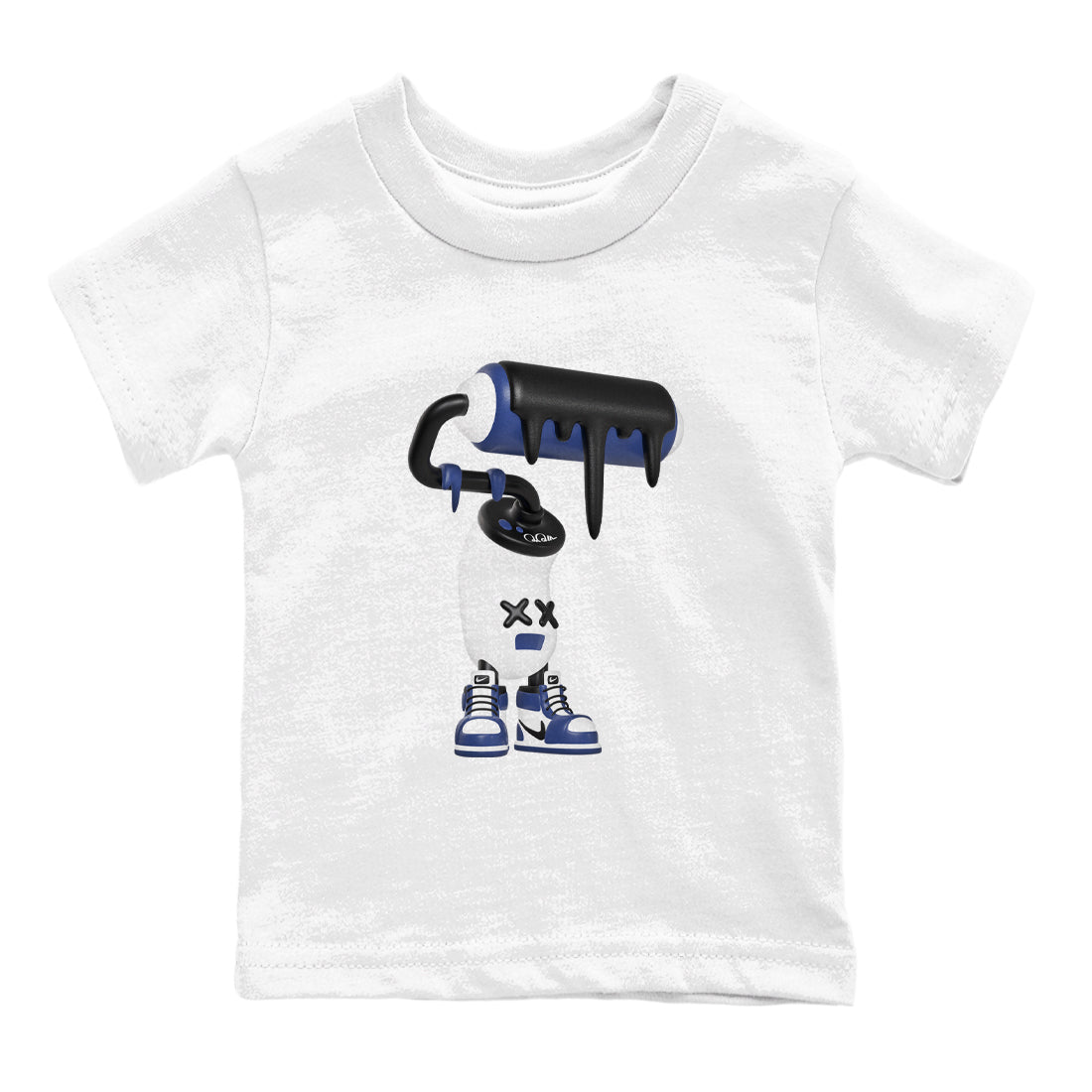 1s Midnight Navy shirts to match jordans 3D Paint Roller sneaker match tees Air Jordan 1 Midnight Navy match shoes to clothes SNRT Sneaker Tees Youth Baby White 2 tee