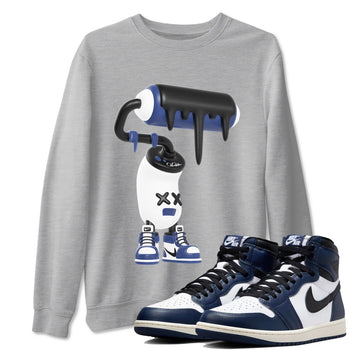 1s Midnight Navy shirts to match jordans 3D Paint Roller sneaker match tees Air Jordan 1 Midnight Navy match shoes to clothes SNRT Sneaker Tees unisex cotton Heather Grey 1 shirts