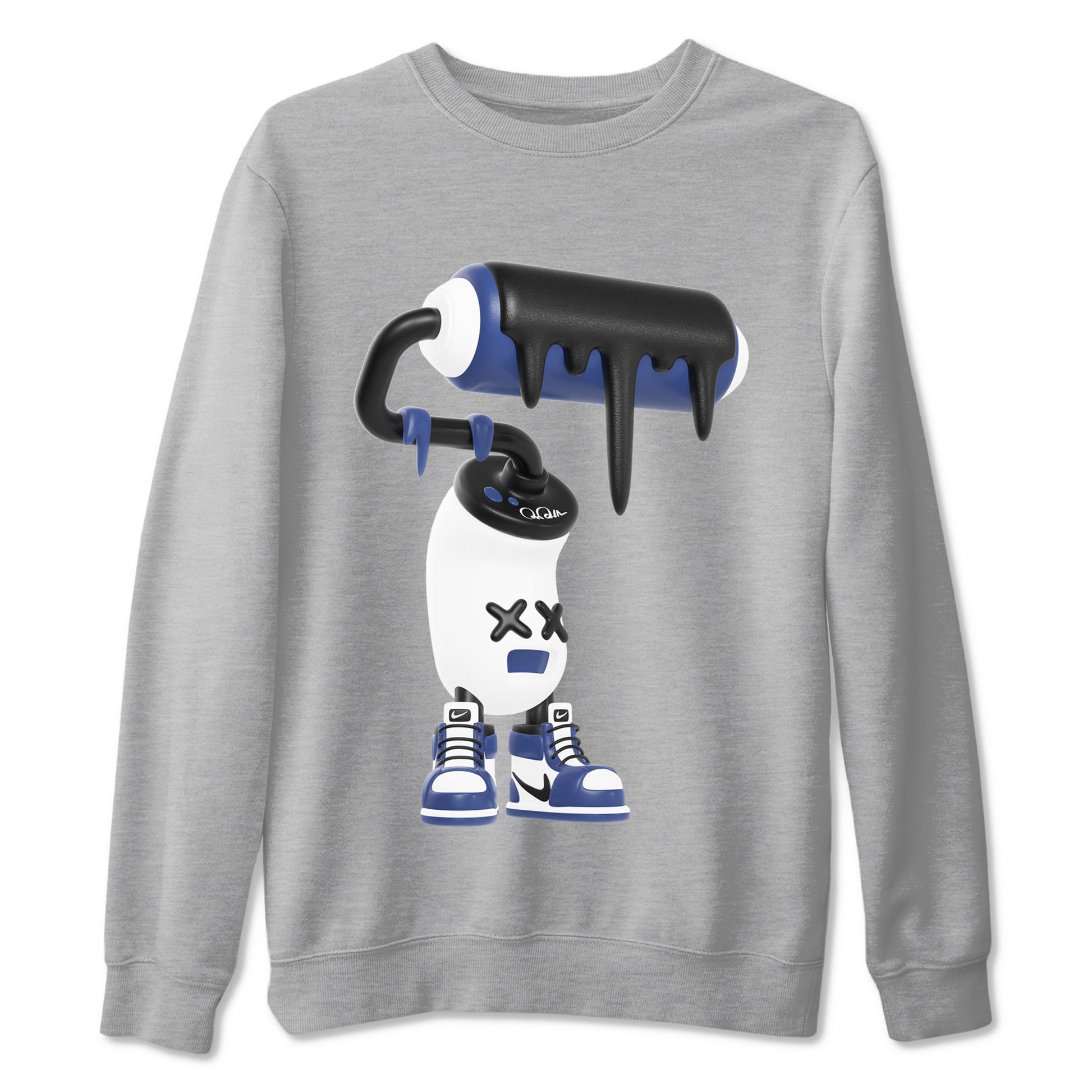 1s Midnight Navy shirts to match jordans 3D Paint Roller sneaker match tees Air Jordan 1 Midnight Navy match shoes to clothes SNRT Sneaker Tees unisex cotton Heather Grey 2 shirts