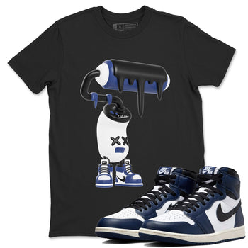 1s Midnight Navy shirts to match jordans 3D Paint Roller sneaker match tees Air Jordan 1 Midnight Navy match shoes to clothes SNRT Sneaker Tees unisex cotton Black 1 shirts