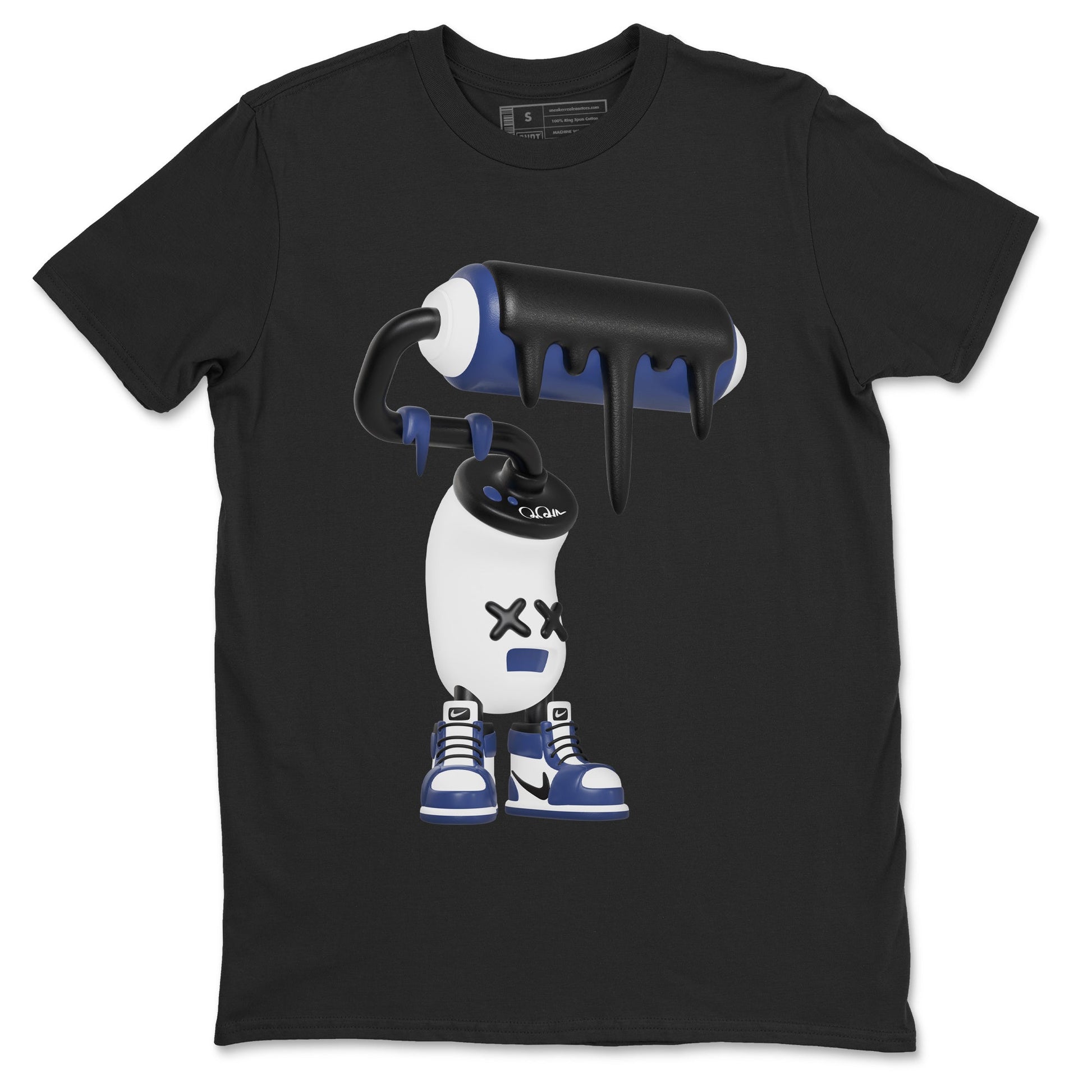 1s Midnight Navy shirts to match jordans 3D Paint Roller sneaker match tees Air Jordan 1 Midnight Navy match shoes to clothes SNRT Sneaker Tees unisex cotton Black 2 shirts