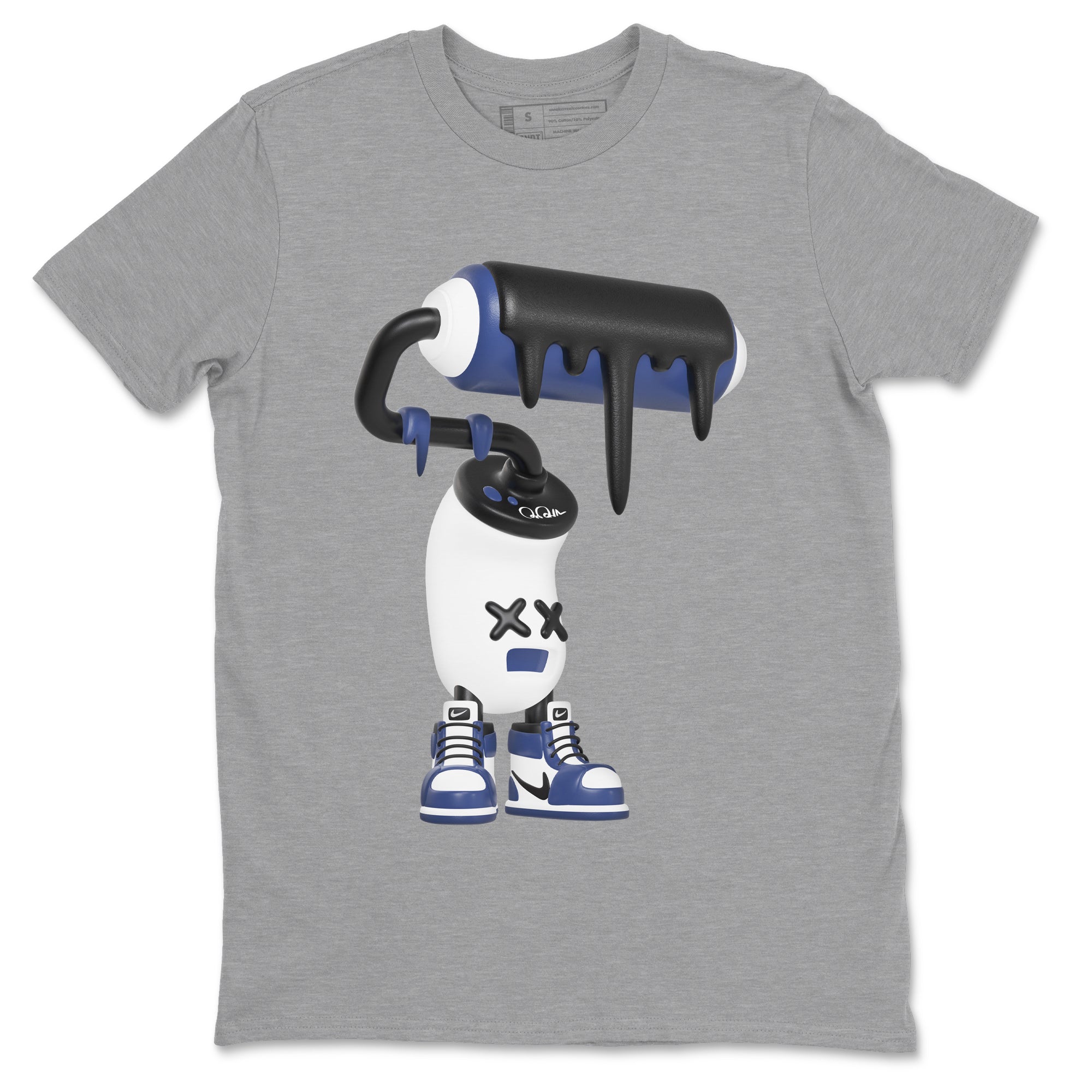 1s Midnight Navy shirts to match jordans 3D Paint Roller sneaker match tees Air Jordan 1 Midnight Navy match shoes to clothes SNRT Sneaker Tees unisex cotton Heather Grey 2 shirts