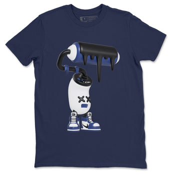 1s Midnight Navy shirts to match jordans 3D Paint Roller sneaker match tees Air Jordan 1 Midnight Navy match shoes to clothes SNRT Sneaker Tees unisex cotton Navy 2 shirts