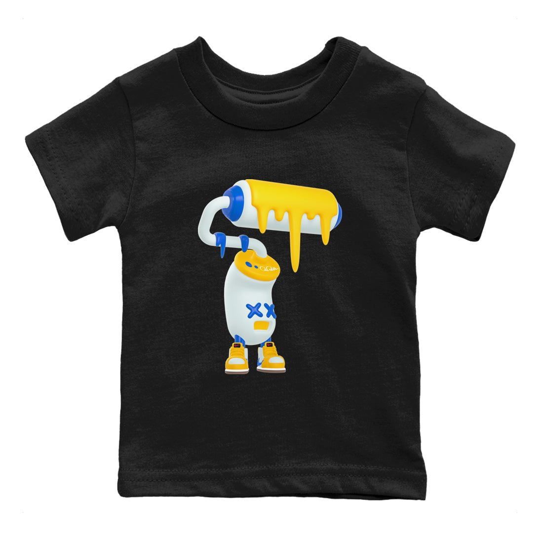 1s Travis Scott Canary shirt to match jordans 3D Paint Roller sneaker tees Air Jordan 1 Travis Scott Canary SNRT sneaker release tees baby toddler Black 2 cotton Shirt