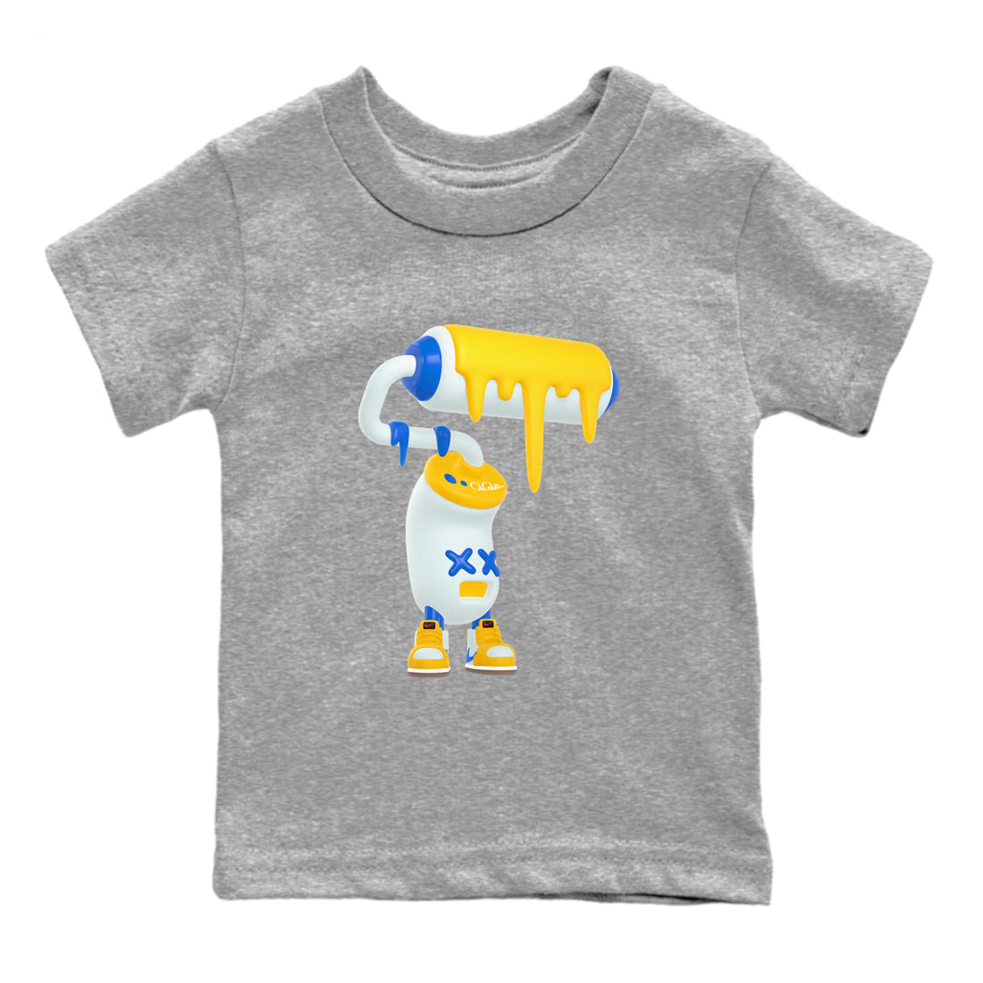 1s Travis Scott Canary shirt to match jordans 3D Paint Roller sneaker tees Air Jordan 1 Travis Scott Canary SNRT sneaker release tees baby toddler Heather Grey 2 cotton Shirt