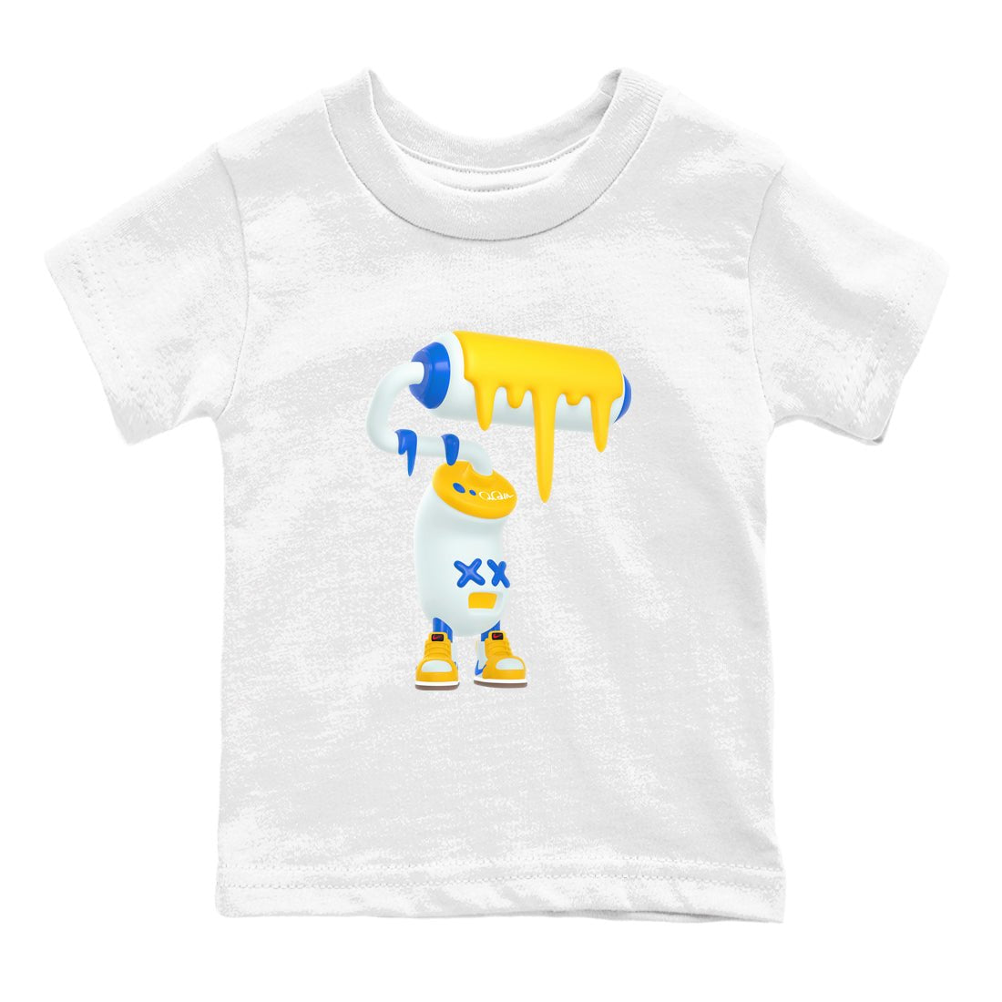 1s Travis Scott Canary shirt to match jordans 3D Paint Roller sneaker tees Air Jordan 1 Travis Scott Canary SNRT sneaker release tees baby toddler White 2 cotton Shirt