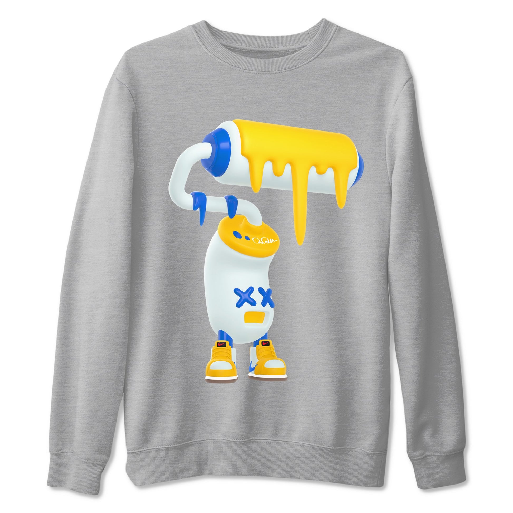 1s Travis Scott Canary shirt to match jordans 3D Paint Roller sneaker tees Air Jordan 1 Travis Scott Canary SNRT Sneaker Release Tees unisex cotton Heather Grey 2 crew neck shirt