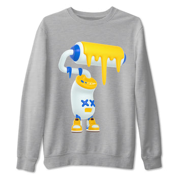 1s Travis Scott Canary shirt to match jordans 3D Paint Roller sneaker tees Air Jordan 1 Travis Scott Canary SNRT Sneaker Release Tees unisex cotton Heather Grey 2 crew neck shirt