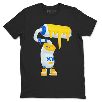 1s Travis Scott Canary shirt to match jordans 3D Paint Roller sneaker tees Air Jordan 1 Travis Scott Canary SNRT Sneaker Release Tees unisex cotton Black 2 crew neck shirt