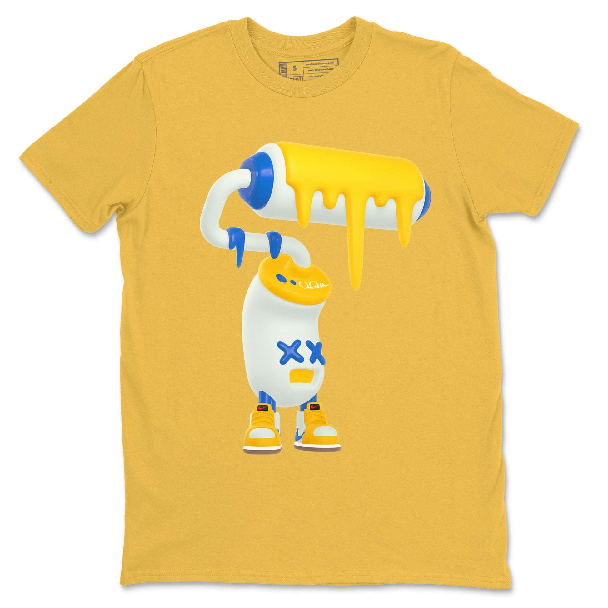 1s Travis Scott Canary shirt to match jordans 3D Paint Roller sneaker tees Air Jordan 1 Travis Scott Canary SNRT Sneaker Release Tees unisex cotton Daisy 2 crew neck shirt