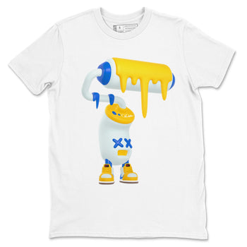 1s Travis Scott Canary shirt to match jordans 3D Paint Roller sneaker tees Air Jordan 1 Travis Scott Canary SNRT Sneaker Release Tees unisex cotton White 2 crew neck shirt