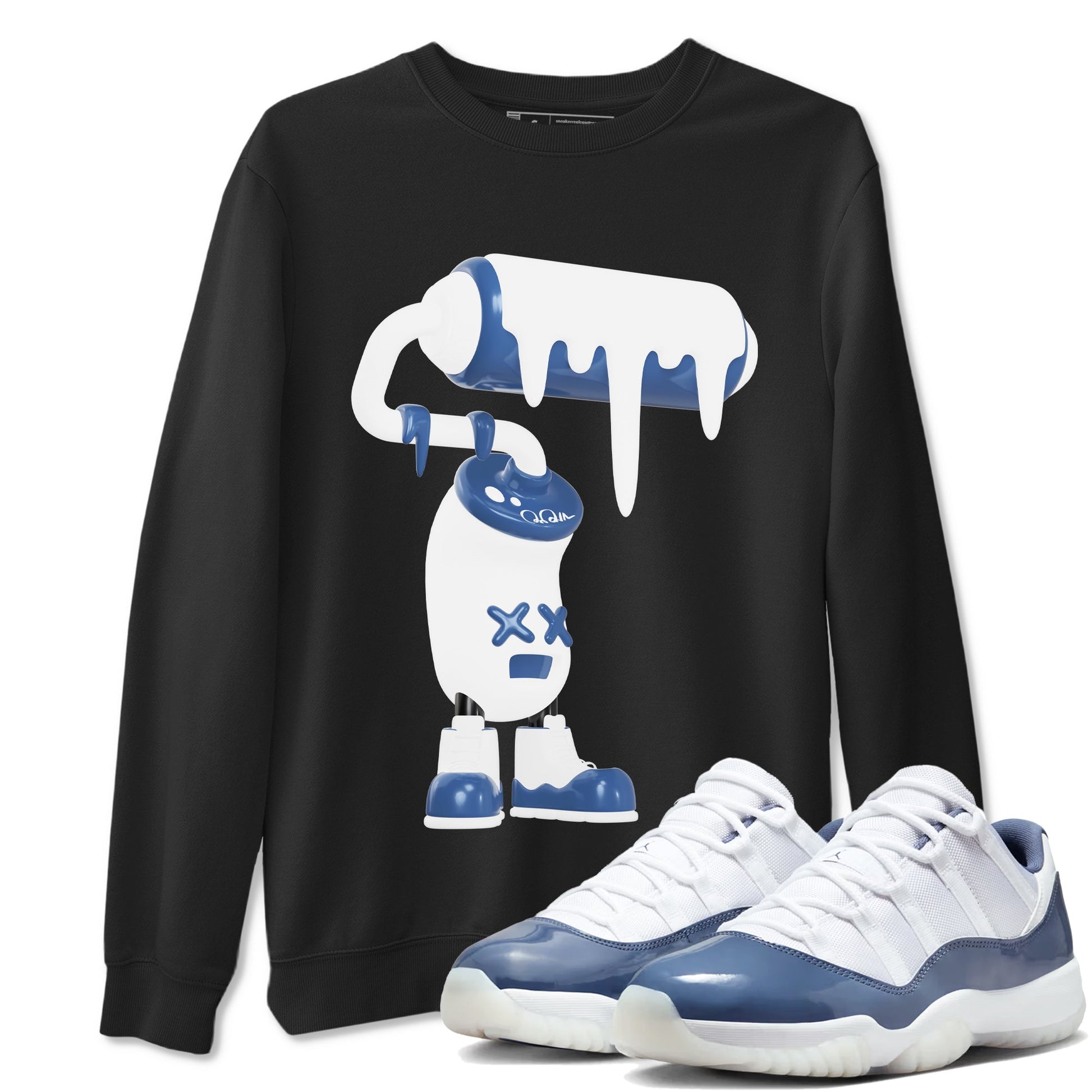 11s Diffused Blue Shirts To Match Jordans 3D Paint Roller sneaker match tees Air Jordan 11 Diffused Blue Tee SNRT Sneaker Release Tees unisex cotton Black 1 crew neck shirts