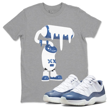 11s Diffused Blue Shirts To Match Jordans 3D Paint Roller sneaker match tees Air Jordan 11 Diffused Blue Tee SNRT Sneaker Release Tees unisex cotton Heather Grey 1 crew neck shirts
