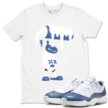 11s Diffused Blue Shirts To Match Jordans 3D Paint Roller sneaker match tees Air Jordan 11 Diffused Blue Tee SNRT Sneaker Release Tees unisex cotton White 1 crew neck shirts
