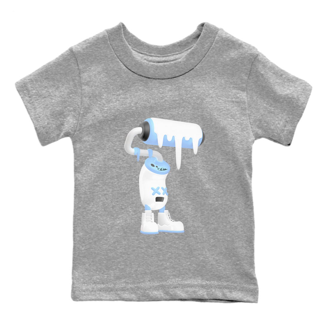 11s Retro Legend Blue shirts to match jordans 3D Paint Roller sneaker match tees Air Jordan 11 Legend Blue best t shirts to wear with jordans SNRT Sneaker Tees Youth Baby Heather Grey 2 tee