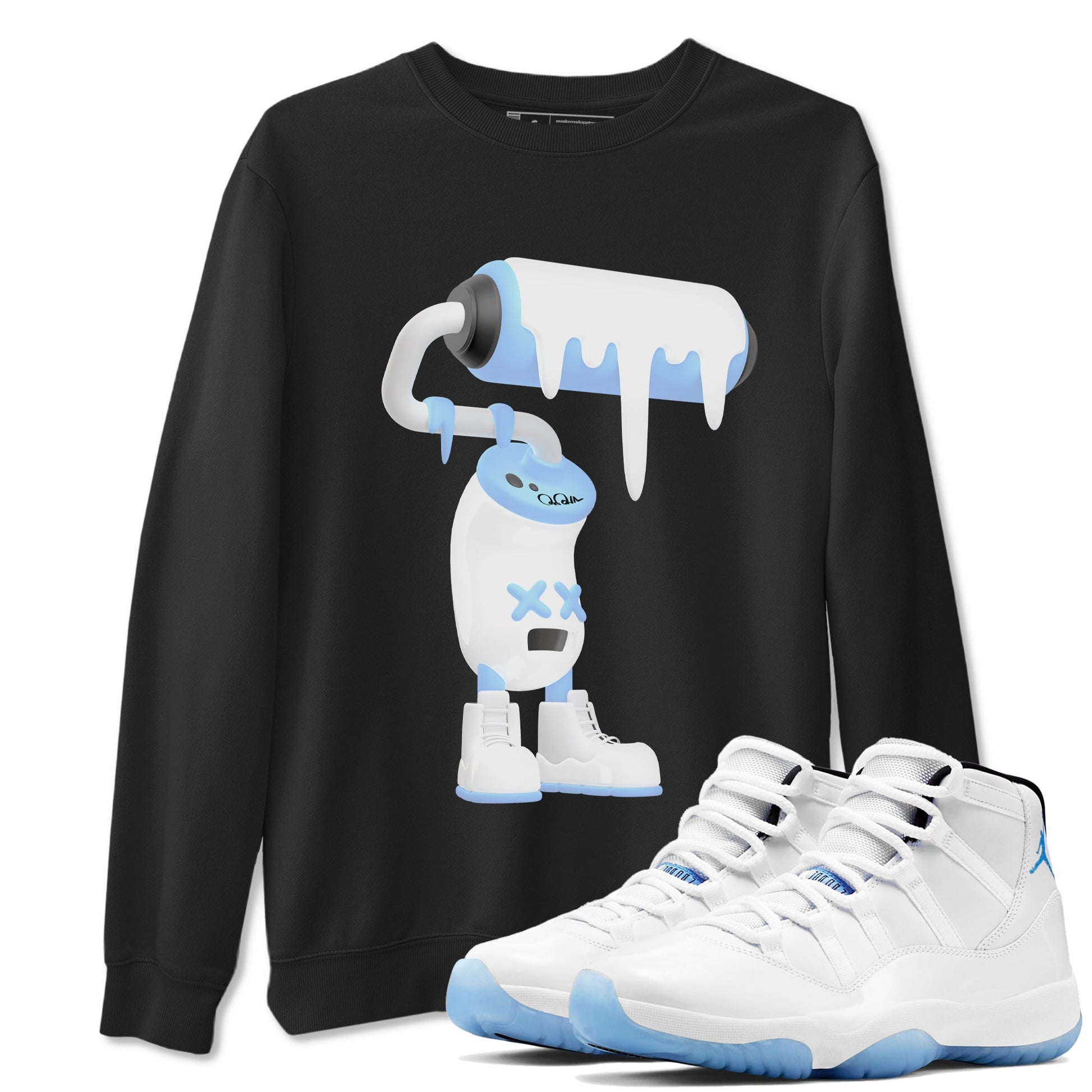 11s Retro Legend Blue shirts to match jordans 3D Paint Roller sneaker match tees Air Jordan 11 Legend Blue best t shirts to wear with jordans SNRT Sneaker Tees unisex cotton Black 1 shirts