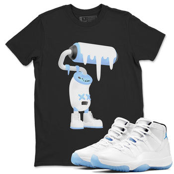 11s Retro Legend Blue shirts to match jordans 3D Paint Roller sneaker match tees Air Jordan 11 Legend Blue best t shirts to wear with jordans SNRT Sneaker Tees unisex cotton Black 1 shirts