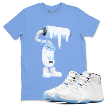 11s Retro Legend Blue shirts to match jordans 3D Paint Roller sneaker match tees Air Jordan 11 Legend Blue best t shirts to wear with jordans SNRT Sneaker Tees unisex cotton Carolina Blue 1 shirts
